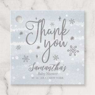 Snowflakes Winter Boy Baby shower Dank u Bedankjes Labels