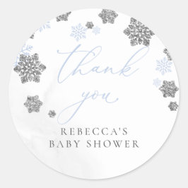 Snowflakes Winter Boy Baby shower Dank u Ronde Sticker