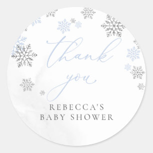 Snowflakes Winter Boy Baby shower Dank u Ronde Sticker