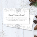 Snowflakes Winter Bridal Shower Invitation Insert Informatiekaartje<br><div class="desc">Deze kaart biedt een eenvoudig elegant sneeuwvlokontwerp in grijs en zilver glitter, ideaal voor een winterse vrijgezellenfeest. In onze winkel, zazzle.com/store/doodlelulu, kunt u ook aanvullende kleuropties en het collectie van het coördineren van producten vinden. Neem contact met ons op als je dit ontwerp op een specifiek product wilt toepassen om...</div>