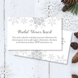 Snowflakes Winter Bridal Shower Invitation Insert Informatiekaartje