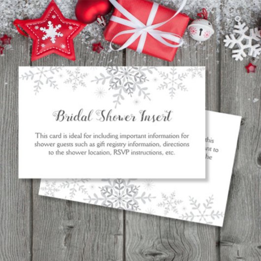 Snowflakes Winter Bridal Shower Invitation Insert Informatiekaartje