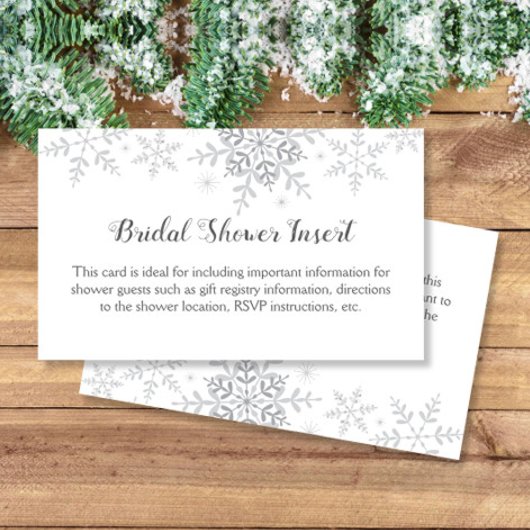 Snowflakes Winter Bridal Shower Invitation Insert Informatiekaartje