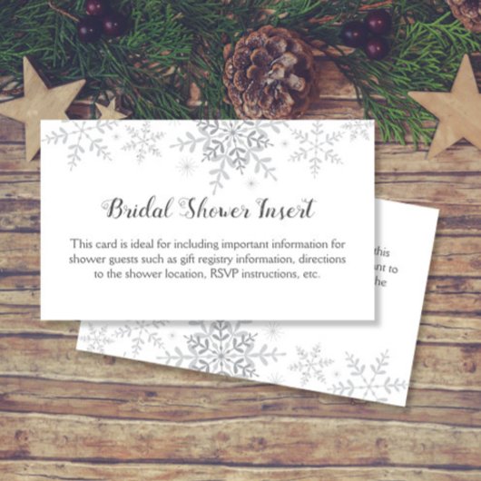 Snowflakes Winter Bridal Shower Invitation Insert Informatiekaartje