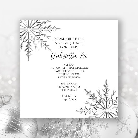 Snowflakes Winter Bridal Shower Kaart