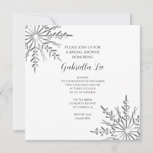 Snowflakes Winter Bridal Shower Kaart (Voorkant)