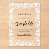 Snowflakes winter clear wedding Save the Date card Acryl Uitnodigingen (Voorkant)