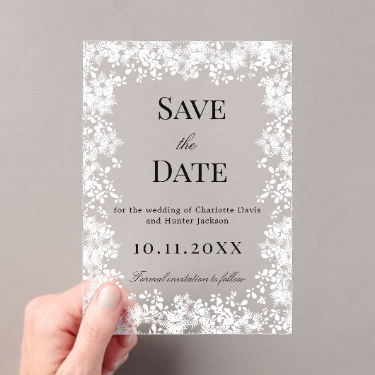 Snowflakes winter clear wedding Save the Date card Acryl Uitnodigingen (Insitu (Draagbaar))