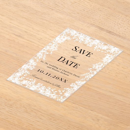Snowflakes winter clear wedding Save the Date card Acryl Uitnodigingen (Laagn)