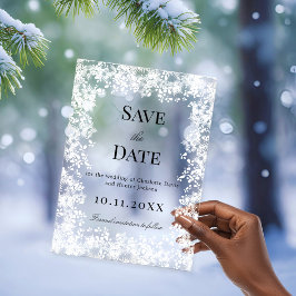 Snowflakes winter clear wedding Save the Date card Acryl Uitnodigingen