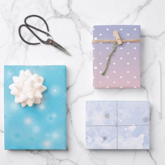 Snowflakes winter Elegant pastelkleuren kerstkleur Inpakpapier Vel (Voorkant)