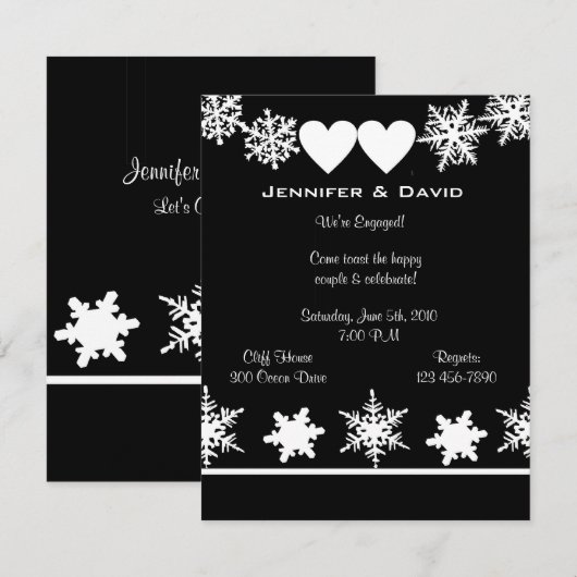 Snowflakes Winter Engagement Party Kaart (Voorkant / Achterkant)
