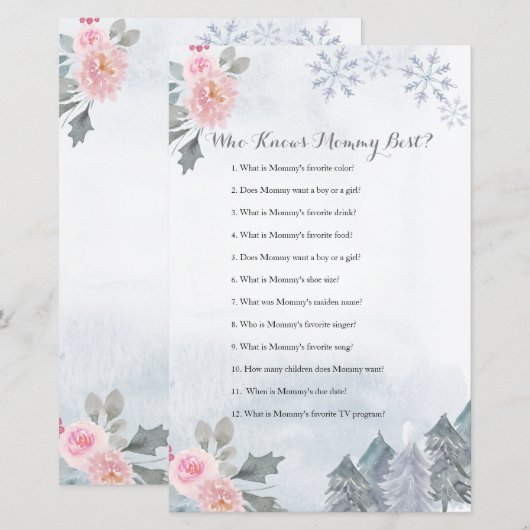 Snowflakes Winter Floral die mama het beste spel k (Voorkant / Achterkant)