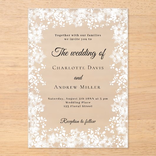 Snowflakes winter frosted wedding acryl uitnodigingen (Voorkant)