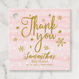 Snowflakes Winter Girl Baby shower Dank je Bedankjes Labels