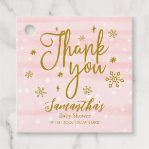 Snowflakes Winter Girl Baby shower Dank je Bedankjes Labels