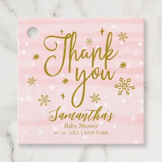 Snowflakes Winter Girl Baby shower Dank je Bedankjes Labels (Voorkant)
