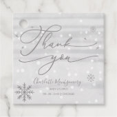 Snowflakes Winter Gray Baby shower Dank u Bedankjes Labels (Voorkant)
