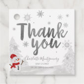Snowflakes Winter Gray Baby shower Dank u Bedankjes Labels (Voorkant)
