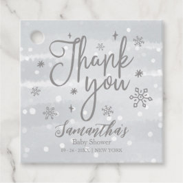 Snowflakes Winter Gray Baby shower Dank u Bedankjes Labels