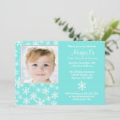Snowflakes Winter Onederland Aqua Fotodag Kaart (Staand voorkant)