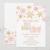 Snowflakes Winter ONEderland Birthday Uitnodiging (Voorkant / Achterkant)