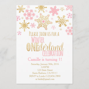 Snowflakes Winter ONEderland Birthday Uitnodiging
