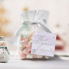 Snowflakes Winter Paars Baby shower Hartelijk dank Bedankjes Labels