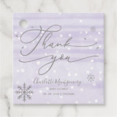 Snowflakes Winter Paars Baby shower Hartelijk dank Bedankjes Labels (Voorkant)
