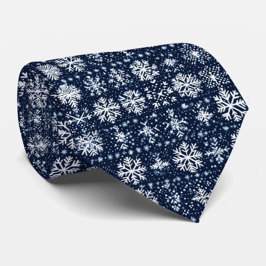 Snowflakes Winter Pattern Stropdas (Opgerold)
