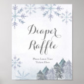 Snowflakes Winter Waterverf Diaper Raffle-teken Poster (Voorkant)