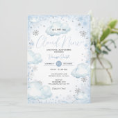 Snowflakes Winter We Are On Cloud Nine Baby Shower Kaart (Staand voorkant)