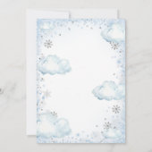 Snowflakes Winter We Are On Cloud Nine Baby Shower Kaart (Achterkant)