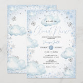 Snowflakes Winter We Are On Cloud Nine Baby Shower Kaart (Voorkant / Achterkant)