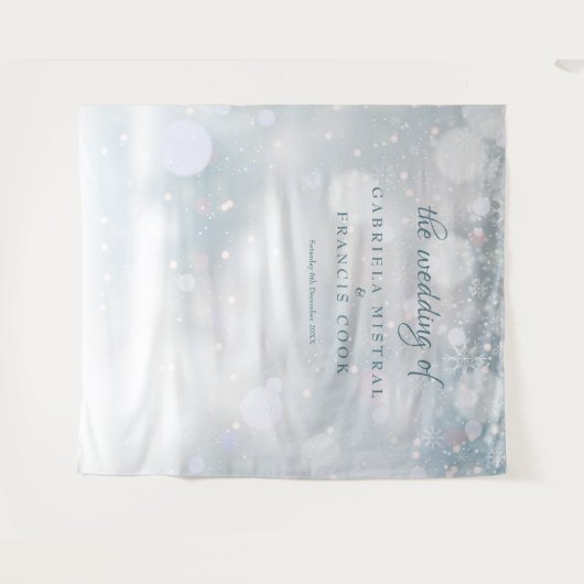 Snowflakes Winter Weddenschap Foto Booth Backdrop Wandkleed (Voorkant (horizontaal))