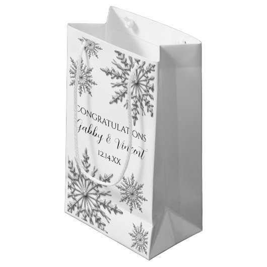 Snowflakes Winter Weddenschap gefeliciteerd Klein Cadeauzakje (Voorkant Gekanteld)