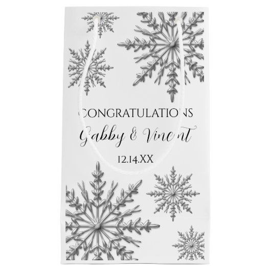 Snowflakes Winter Weddenschap gefeliciteerd Klein Cadeauzakje (Voorkant)