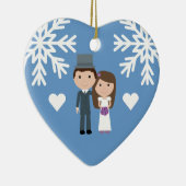 Snowflakes Winter Weddenschap Keramisch Ornament (Rechts)