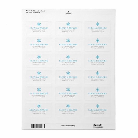 Snowflakes Winter Weddenschap Return Label (Full Sheet)