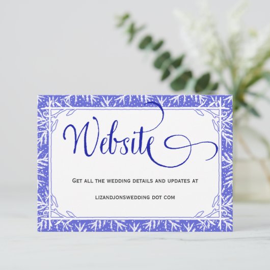 Snowflakes Winter Wedding Website Informatie Kaart (Staand voorkant)