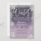 Snowflakes Winter Wonderland Paars Baby shower Kaart (Voorkant)