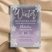 Snowflakes Winter Wonderland Paars Baby shower Kaart