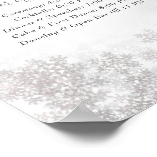 Snowflakes Winter Wonderland Wedding Order of Day Poster (Hoek)