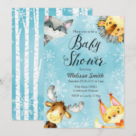Snowflakes Winter Woodland Baby Shower Invitations Kaart