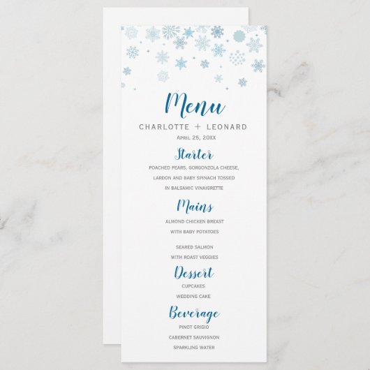 Snowflakes Wintermenu Menu (Voorkant / Achterkant)