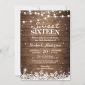 Snowflakes Winterzweet 16 Birthday Party Kaart (Voorkant)