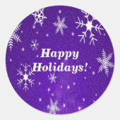 Snowflakes with Blue Background Round Stickers (Voorkant)