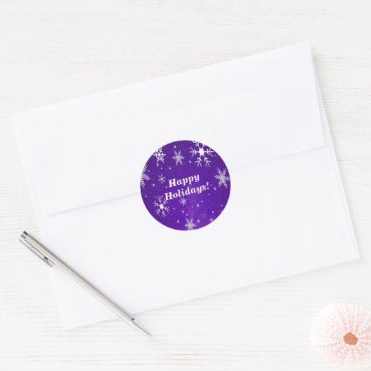 Snowflakes with Blue Background Round Stickers (Envelop)