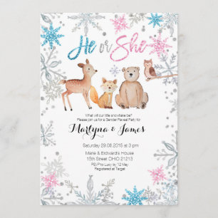 Snowflakes Woodland gender onthult uitnodiging