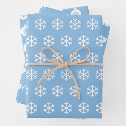 Snowflakes, zangerik en kerstballen Blauw Patroon Inpakpapier Vel (In situ)